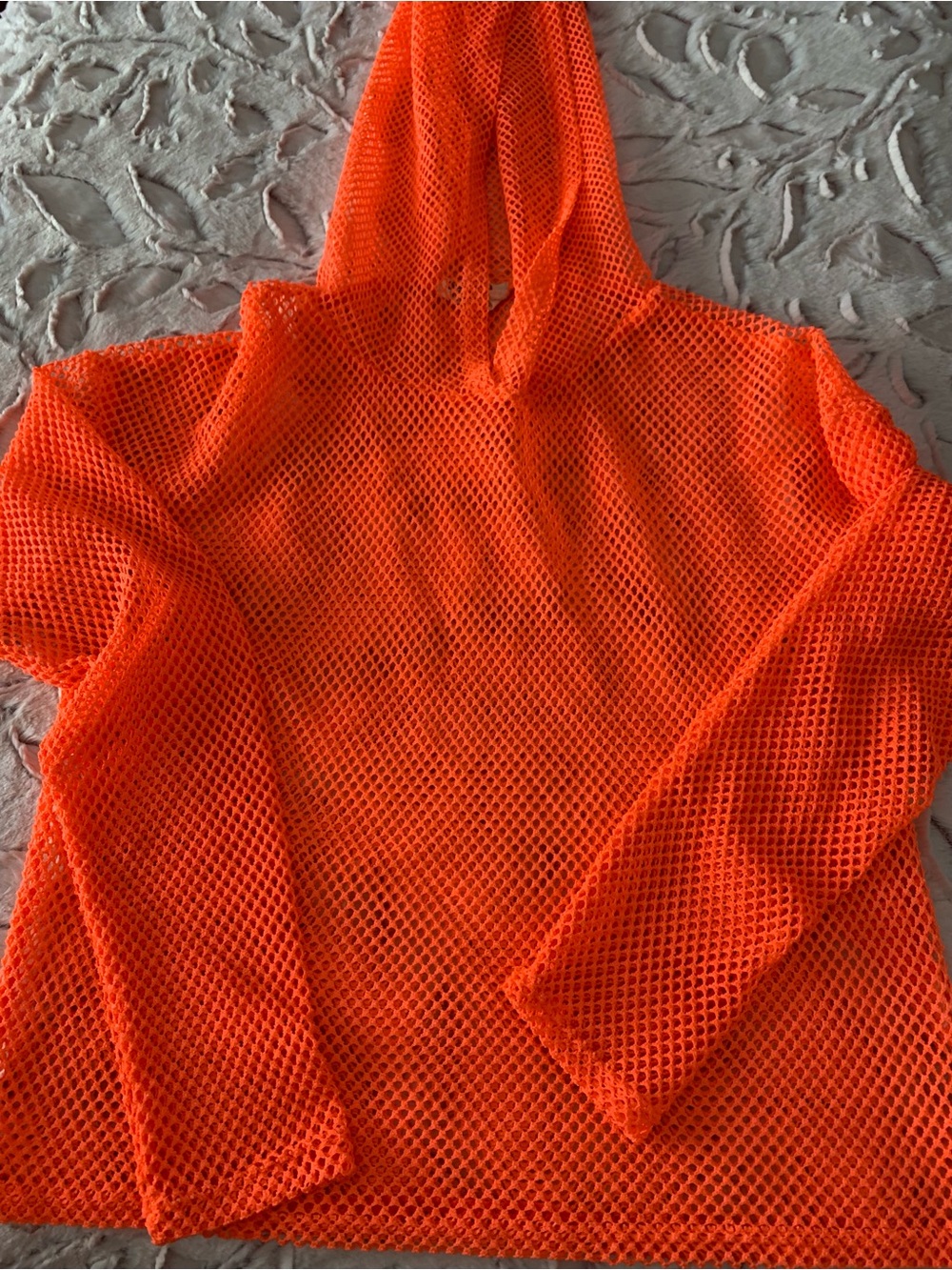 Smoke & Mirrors Neon Orange Unisex Mesh Long Sleeve Crop Top Cybergoth Punk 80’s